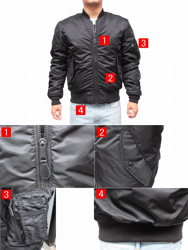 AVIREX MA-1 ナイロンジャケット メンズ ブラック/セージ M/L/LL/3L