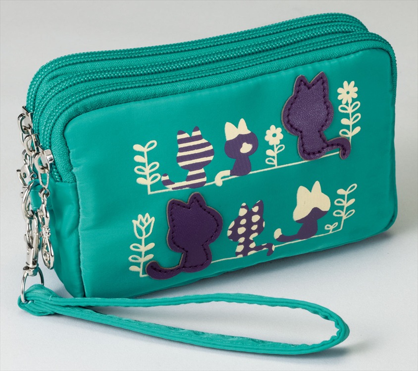 ネコ3ファスナーポーチ｜ノベルティ・販促品・記念品・名入れグッズの
