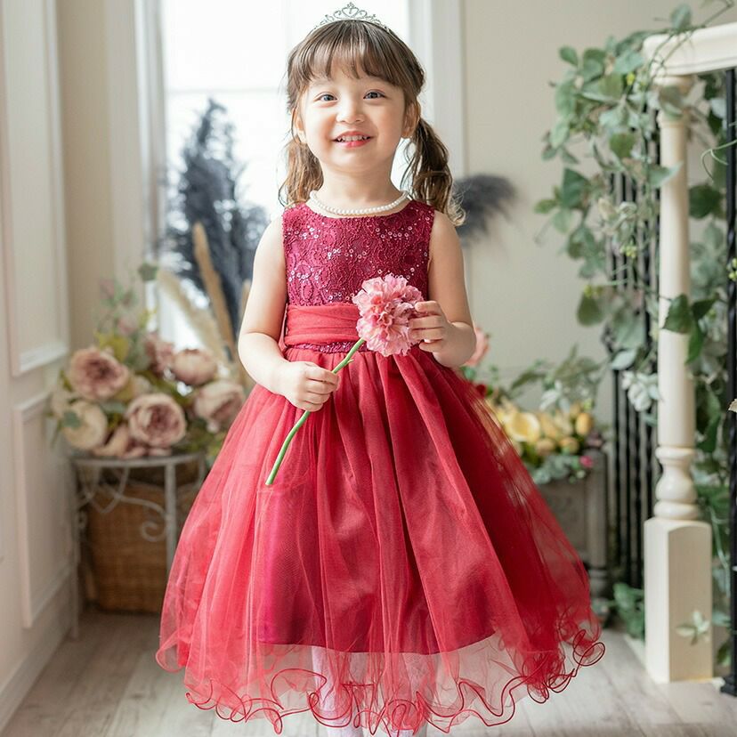 送料無料【雛祭りセール目玉】子供ドレス コスパ重視派のスパンコール