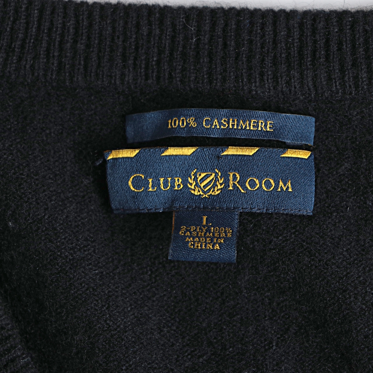 club room カシミア Vネック ニット セーター 古着 used ブラック