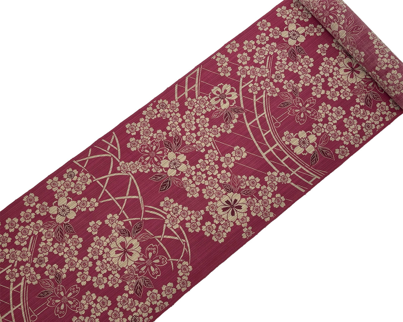 浴衣 松煙べんがら染小紋 太鼓橋に桜 – 着物道楽みなとや