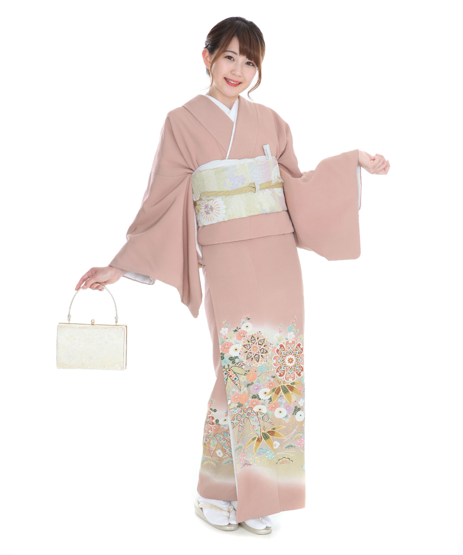 色留袖レンタル｜浪花鼠にオリエンタルな松竹梅｜I0019｜M｜宅配着物