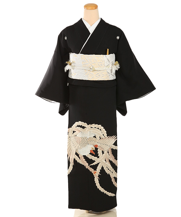 黒留袖レンタル｜鳳凰 刺繍｜T0193｜S｜宅配着物レンタル・一式フル
