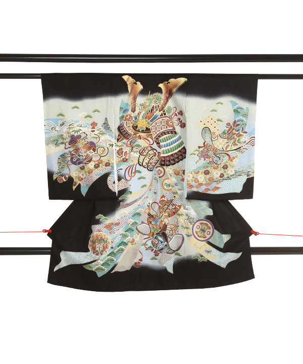 お宮参り産着レンタル 男の子｜紺に兜 暴れ熨斗｜U0288 ｜宅配着物