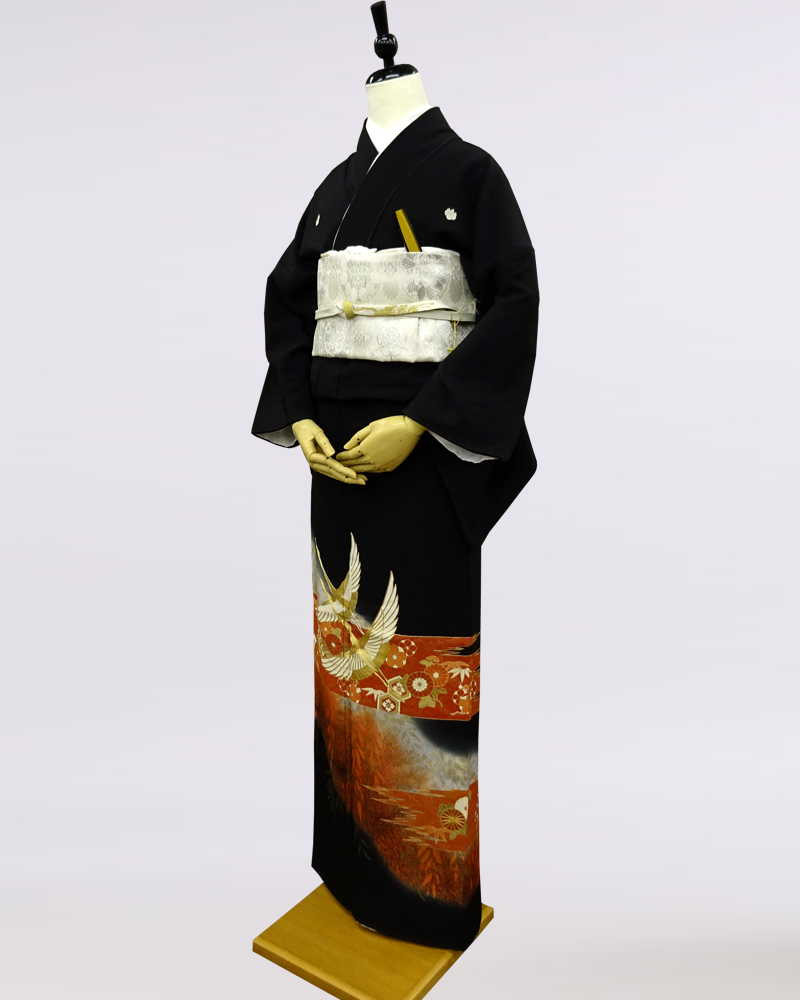 黒留袖 | 正絹 二色暈しに金の鶴 | 着物ネット通販・宅配レンタルの