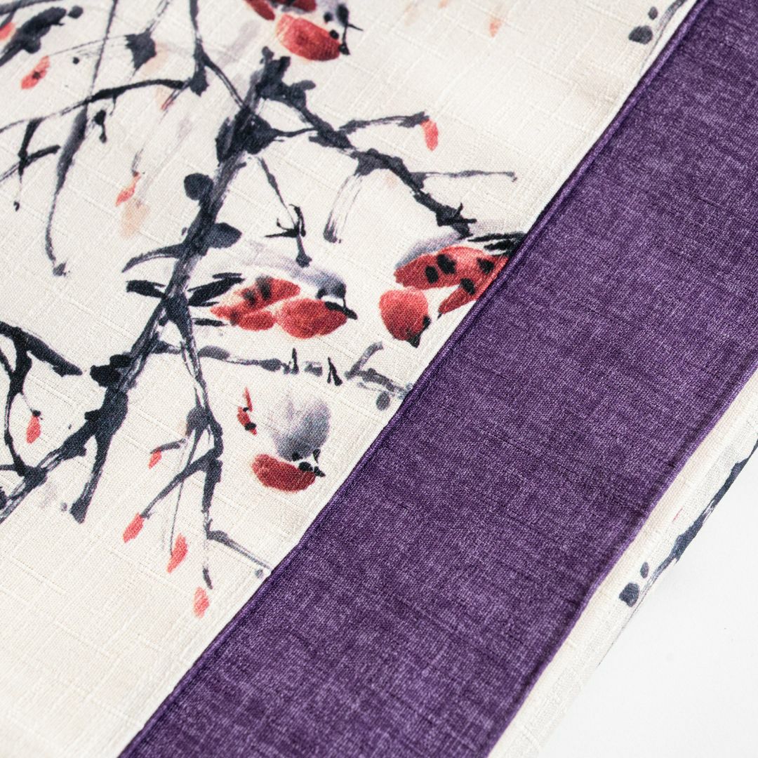 H*N様 雀 スズメ アンティーク 名古屋帯 刺繍帯 紫 パープル 梅 H*N様