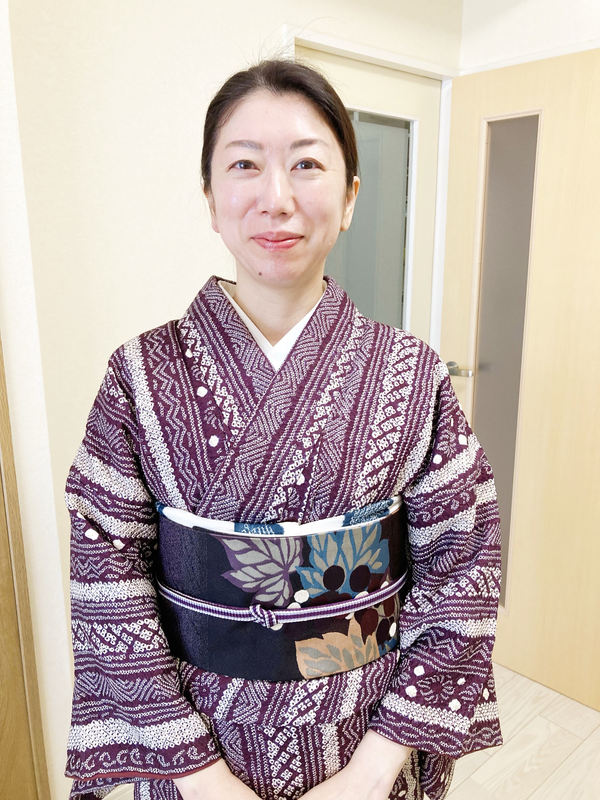 初詣は紫地総絞りの着物で！ぶどう柄の名古屋帯を合わせて | 個人