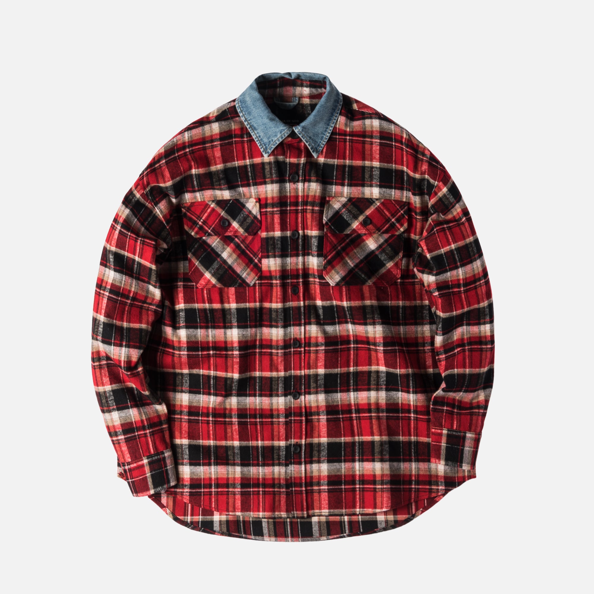 Fear of God 5th Collection Denim Collared Flannel - Red / Plaid – Kith
