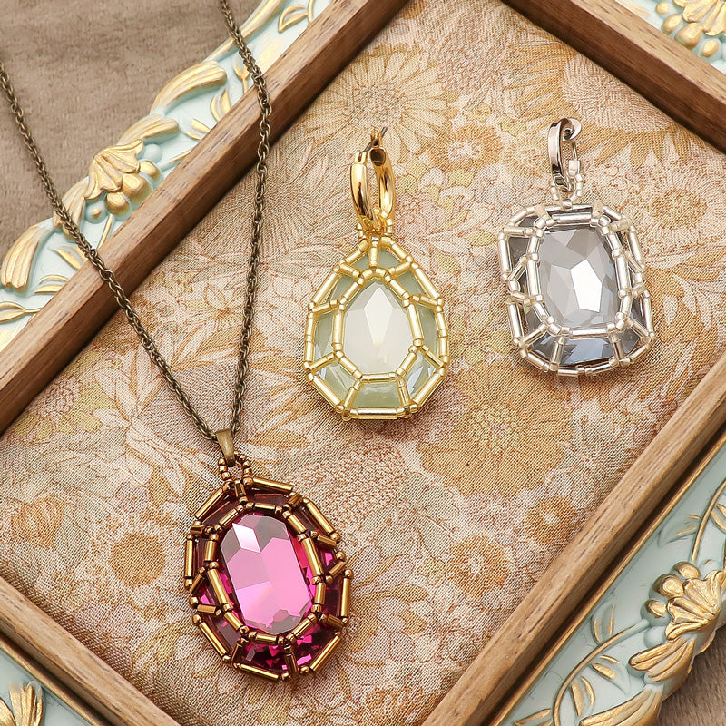レシピNo.KR1268 貴和クリスタルの宝石編みのアクセサリー3種 – 貴和