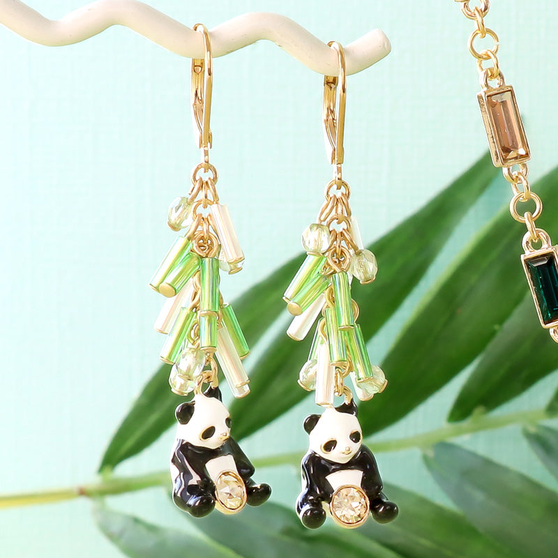 レシピNo.KR1298 石座チャームパンダのアクセサリー3種 – 貴和製作所