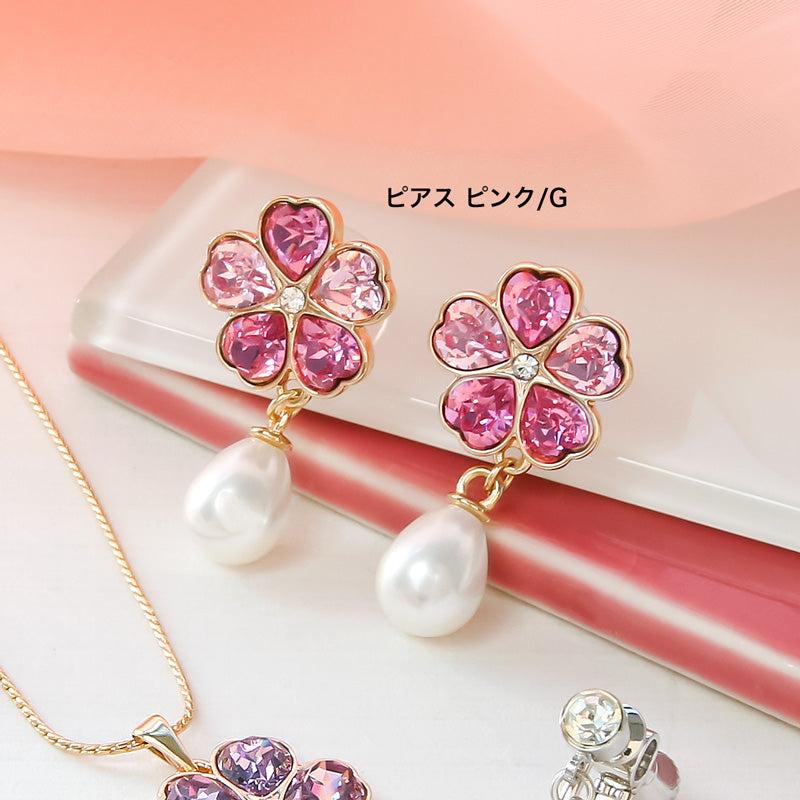 レシピNo.KR0937 貴和クリスタル＃4884のさくらアクセサリー3種 – 貴和