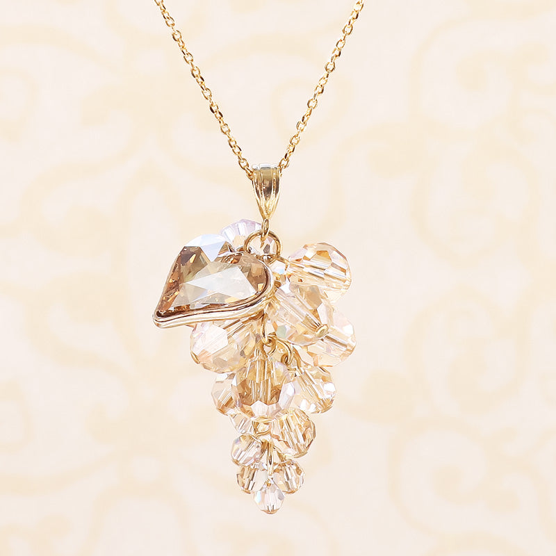 レシピNo.KR1051 貴和クリスタルのハートリーフグレープネックレス