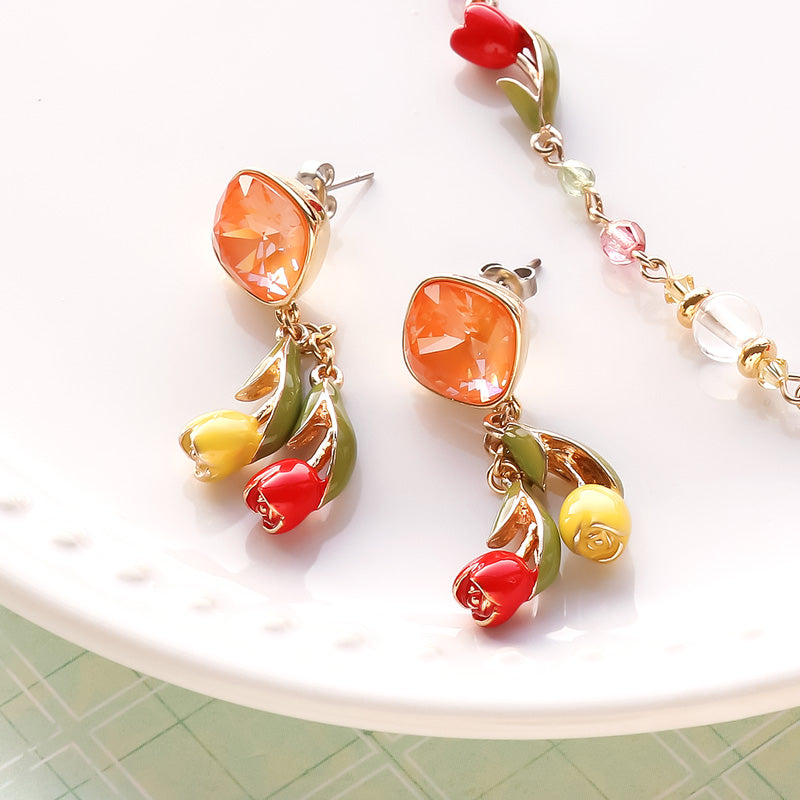 レシピNo.KR1142 チューリップチャームのアクセサリー2種 – 貴和製作所