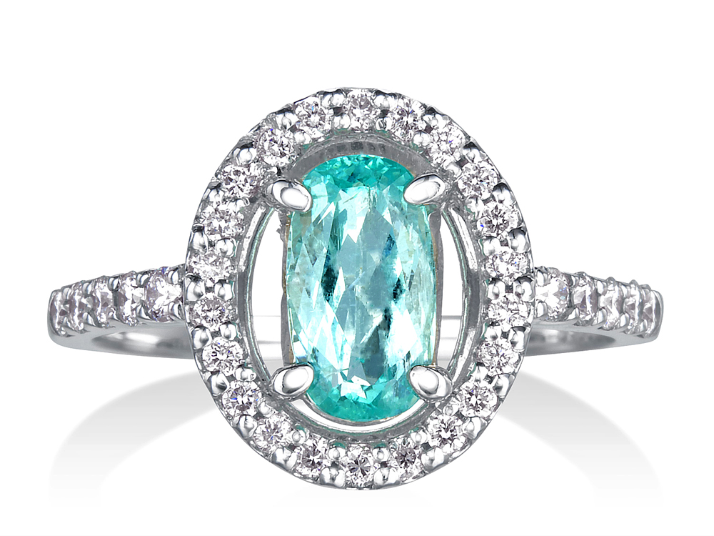 プラチナ パライバトルマリン リング（PA 0.85ct D 0.34ct）｜真珠卸