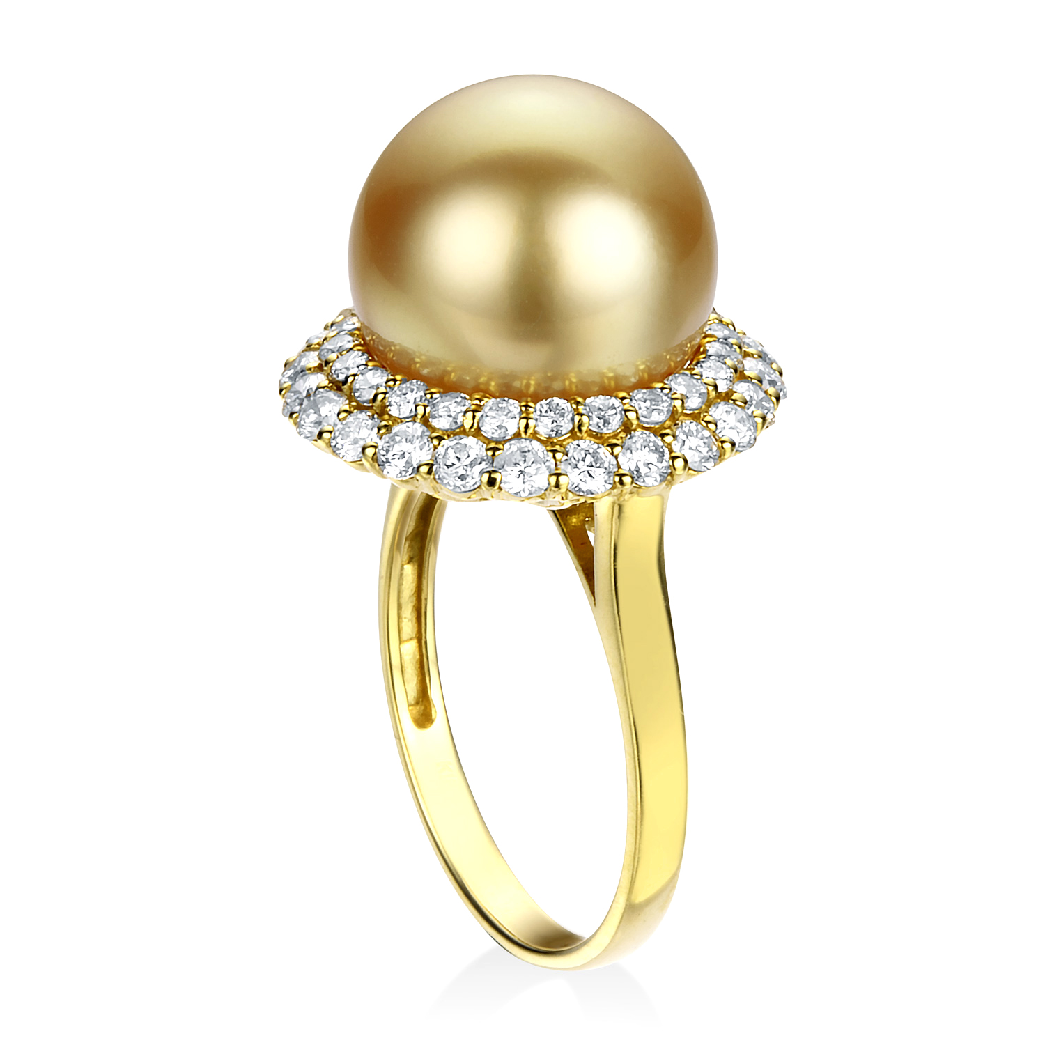 オーロラ茶金 K18 南洋ゴールドパール リング（12.1ミリ D1.00ct・無