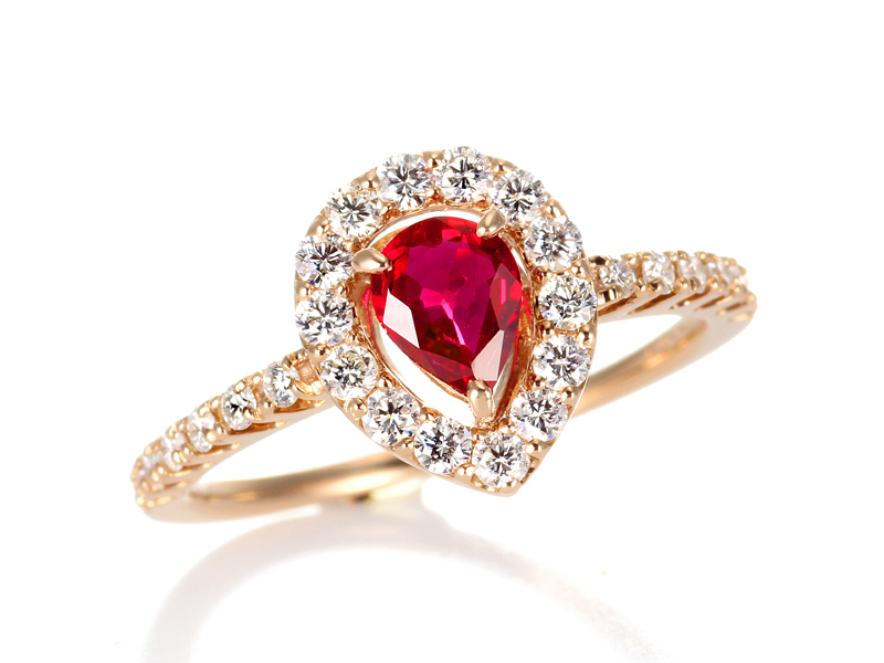 K18PG ルビー ダイヤモンド リング （R0.40ct D0.43ct・非加熱