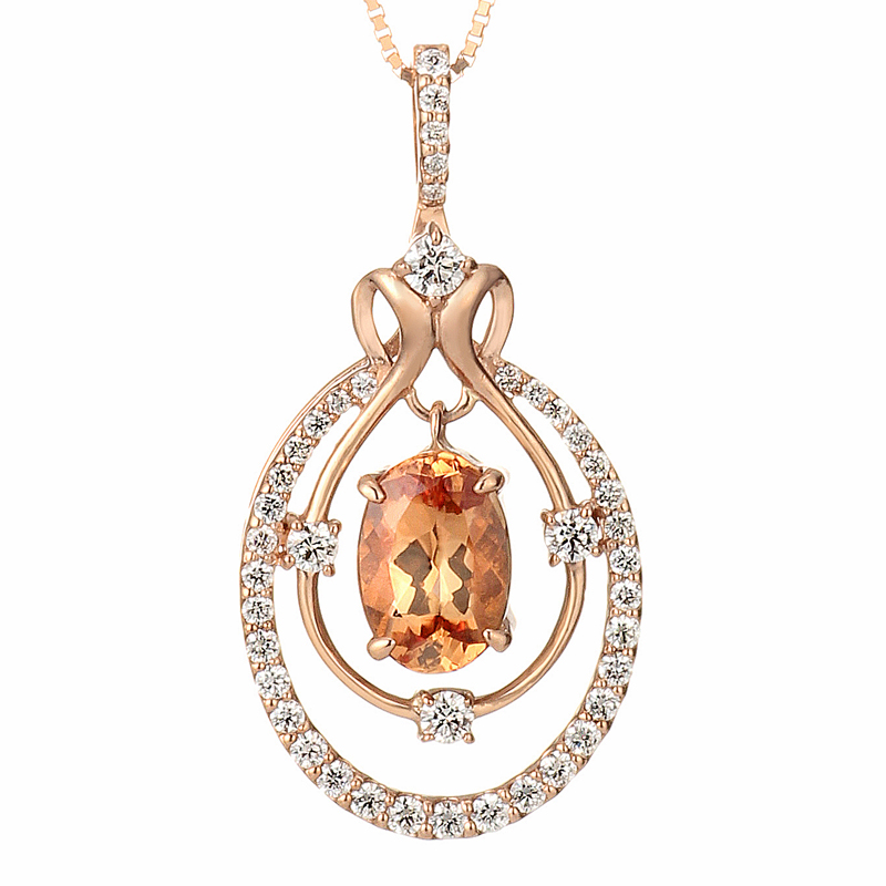 K18PG インペリアルトパーズ ネックレス （IT1.58ct D0.46ct・最上級