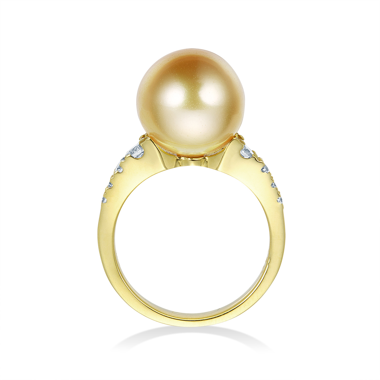 K18 南洋ゴールドパール リング（11.2ミリ D0.26ct・無染色 天然色