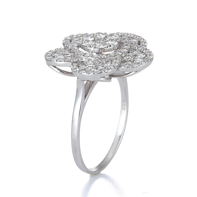プラチナ フラワーパヴェ ダイヤモンド リング（合計1.00ct）｜真珠卸