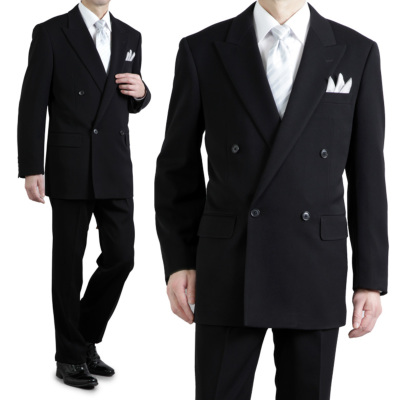 超黒 礼服 喪服 ダブル ブラックフォーマル スーツ メンズ 即日出荷