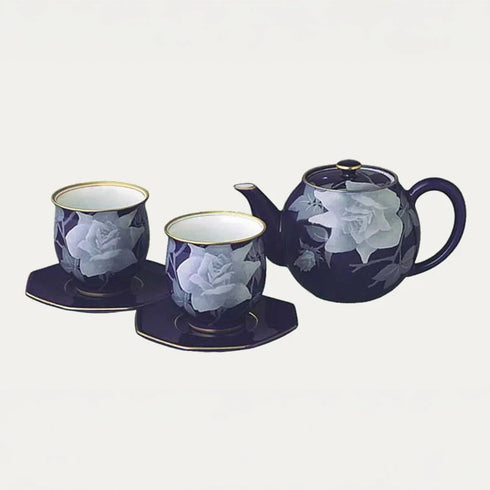 香蘭社【ルリ薔薇】二人用 茶器セット – 高級ナビ オンラインストア