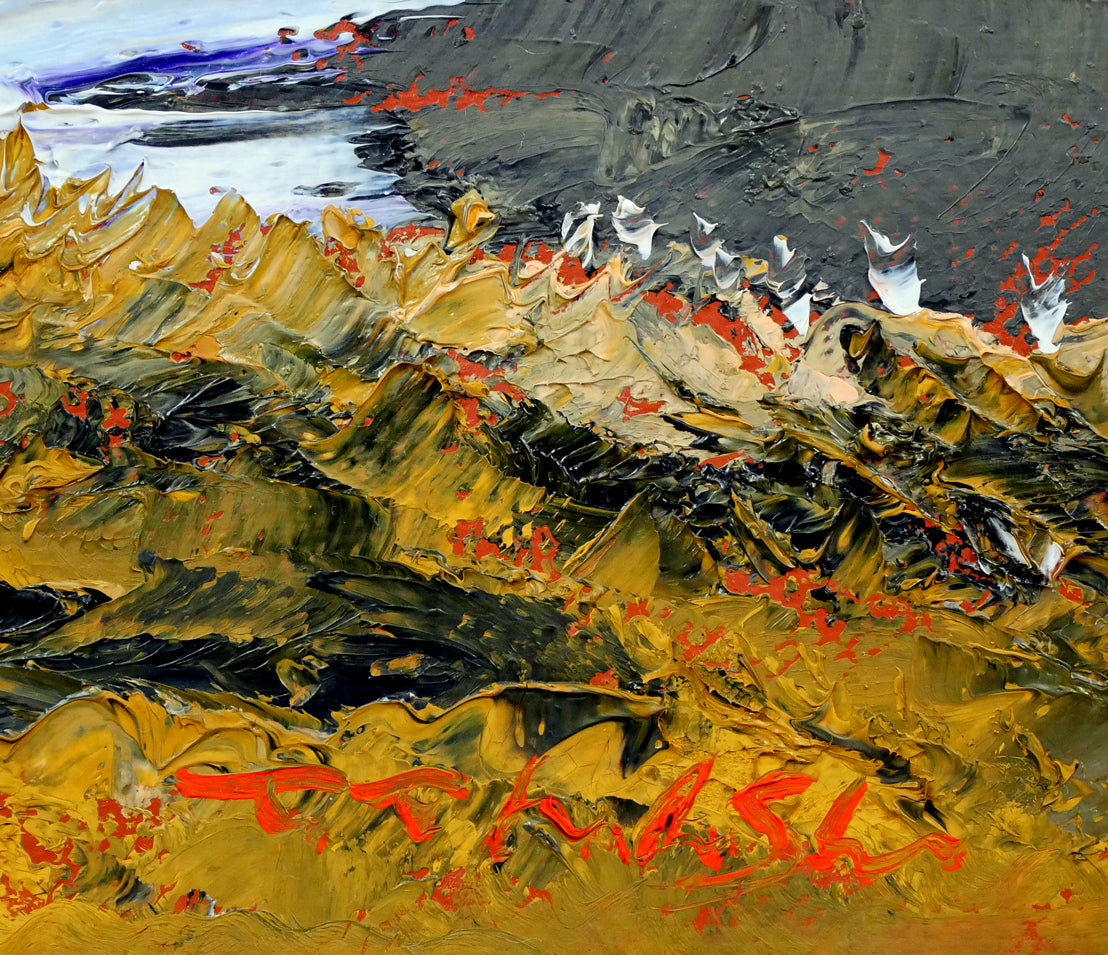 高橋哲夫「晩秋の富良野岳」油絵・F6号 絵画買取・販売の小竹美術