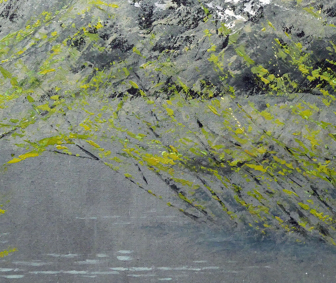 山崎貴稔「水元（公園・桜・東京）」油絵・F20号 絵画買取・販売の小竹美術