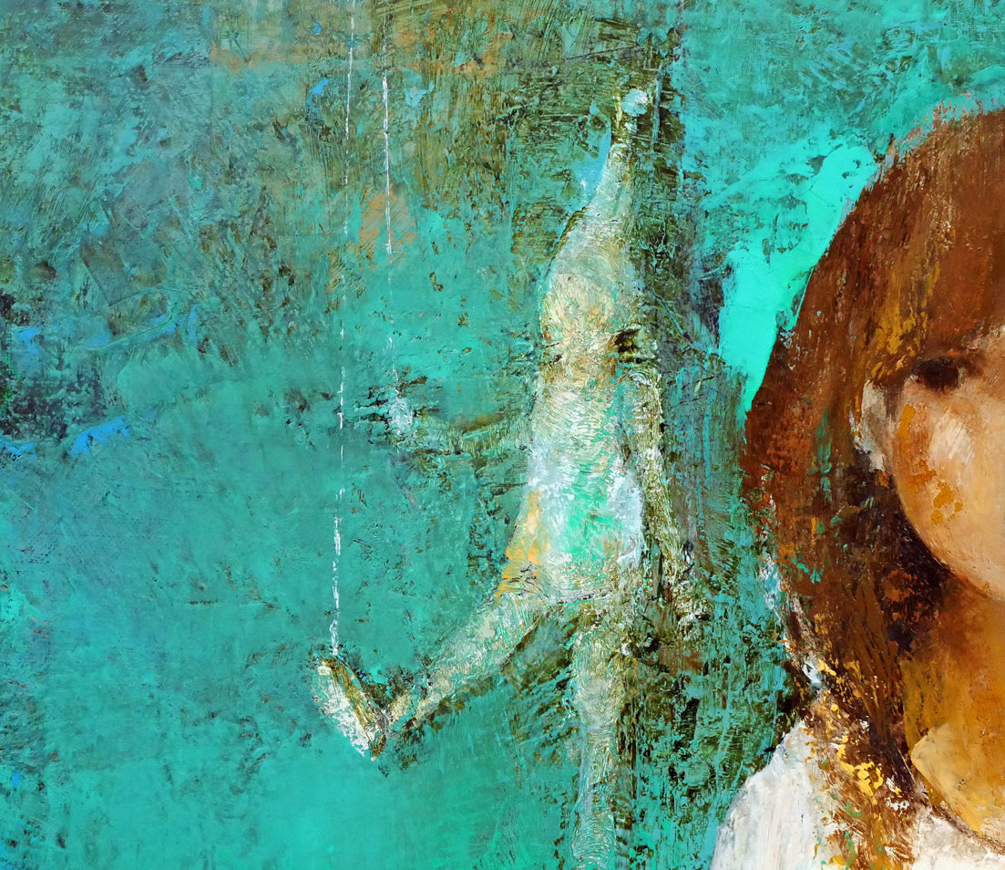 稲垣昌紀「人形と少女」油絵・F10号 絵画買取・販売の小竹美術