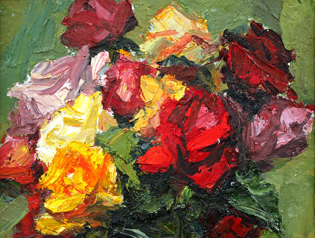 木村捷司「薔薇」油絵・F6号・1978年作 絵画買取・販売の小竹美術