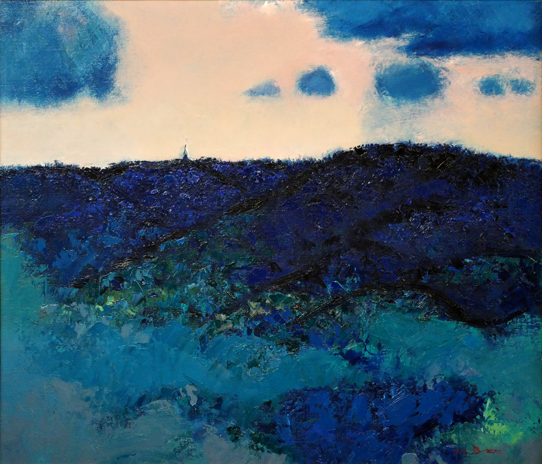 木戸健市「青い丘（三角点）」油絵・F10号 絵画買取・販売の小竹美術