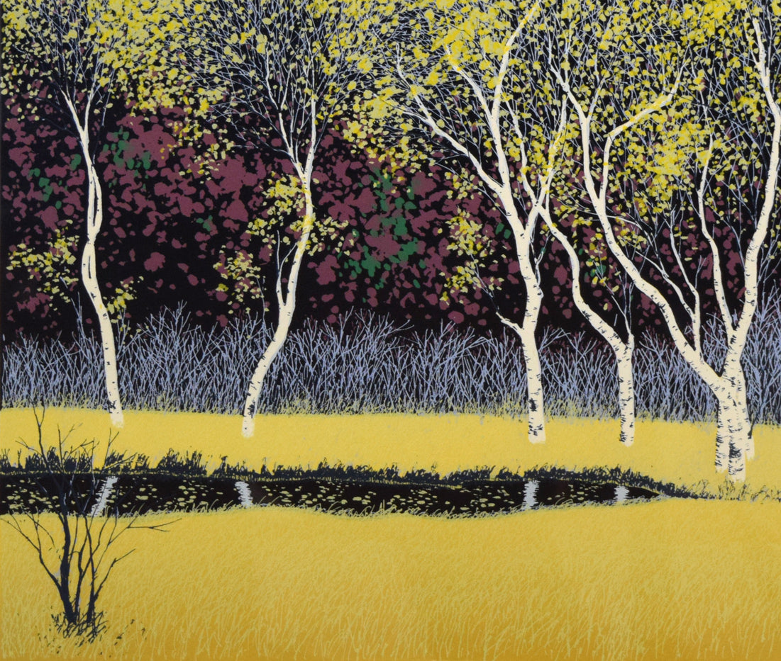 小暮真望「拠水林の四季（秋）」シルクスクリーン版画 絵画買取・販売