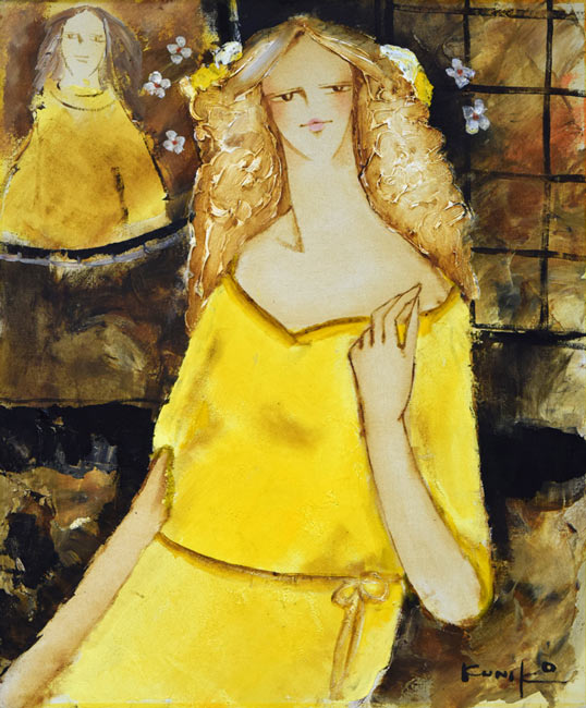 松任谷國子「春近し」油絵・F8号 絵画買取・販売の小竹美術