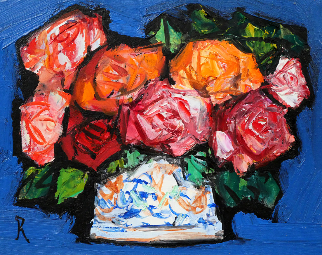 中川力「ばら」油絵・F0号 絵画買取・販売の小竹美術