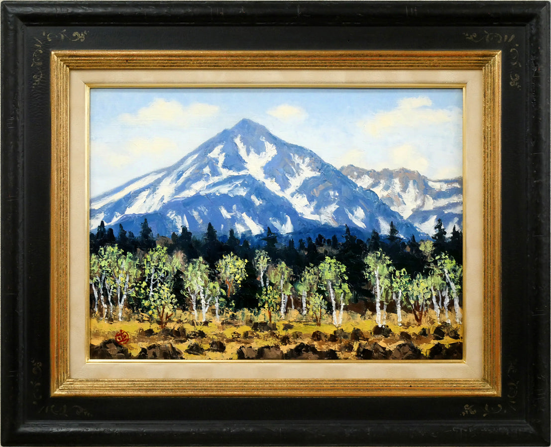 住吉久志「光る湖」油絵・F4号 絵画買取・販売の小竹美術