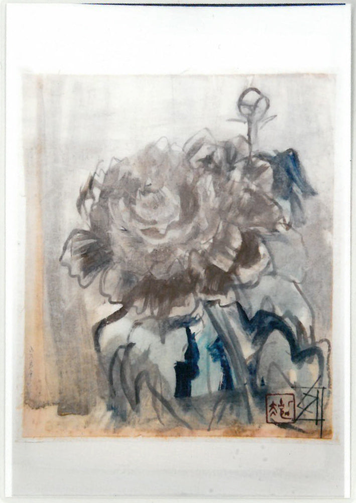 須田剋太「牡丹」グワッシュ（水彩画）・6号小 絵画買取・販売の小竹美術