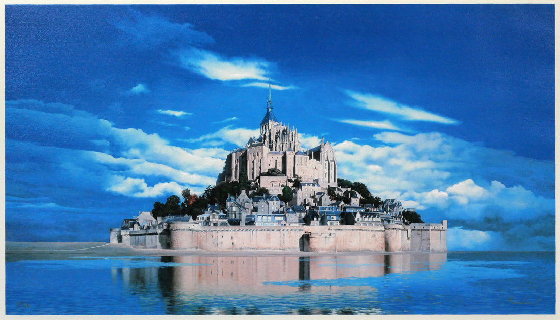 福島励史「モンサンミッシェル（フランス世界遺産）」リトグラフ