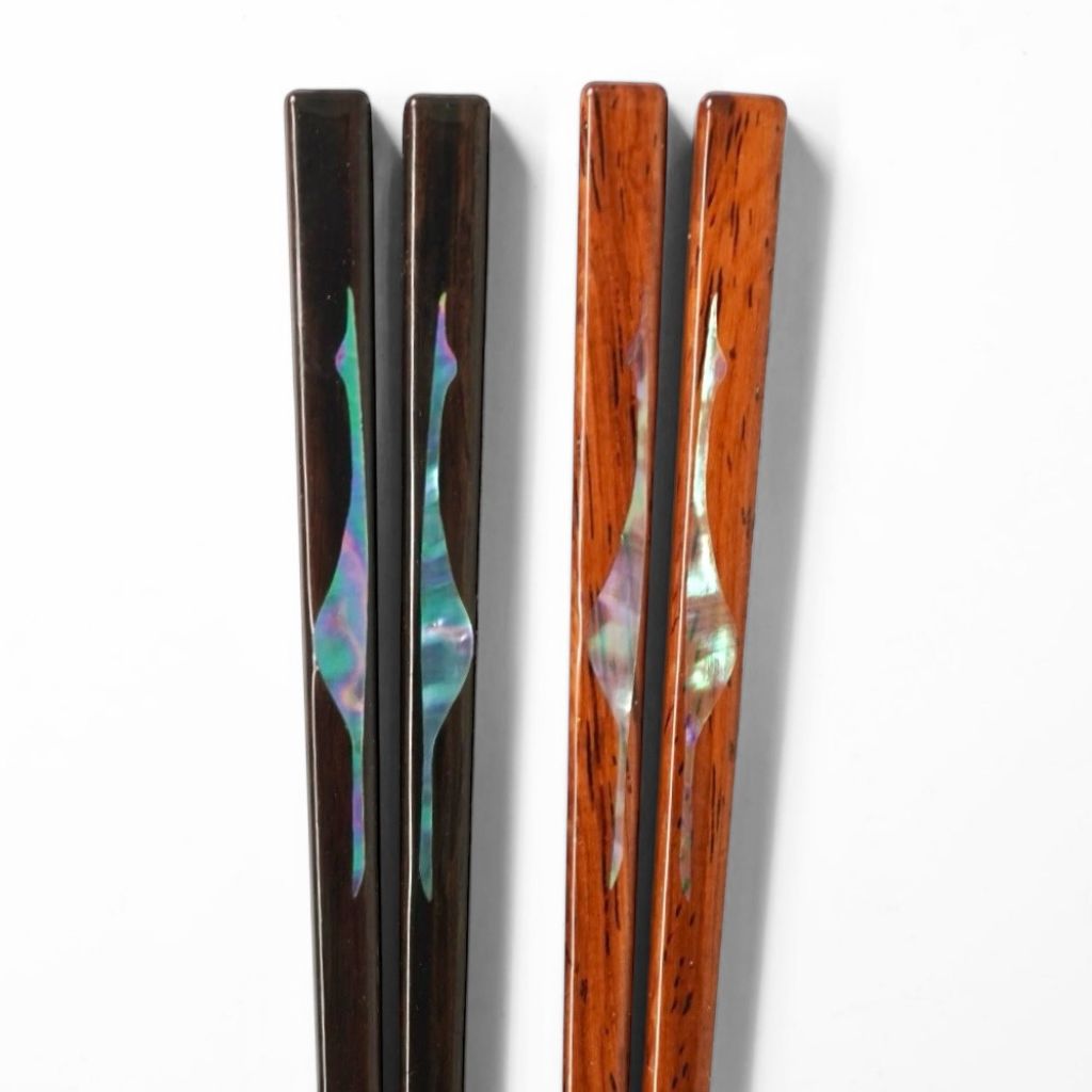 越前 夫婦箸 螺鈿夫婦鶴 – 漆器 高翆