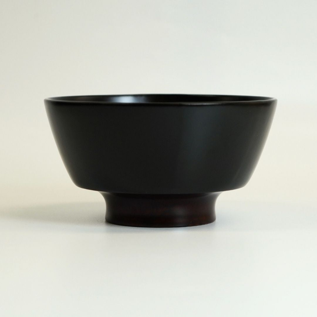 越前 欅一文字大椀 黒溜 – 漆器 高翆