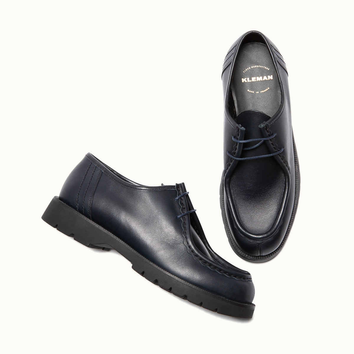 Leather Tyrolean Shoes | PADROR Navy – Kleman