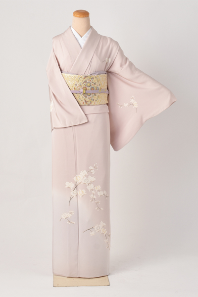 単衣付下げ訪問着[桜色地・胡蝶蘭]｜着物レンタルあき (来店着付け無料