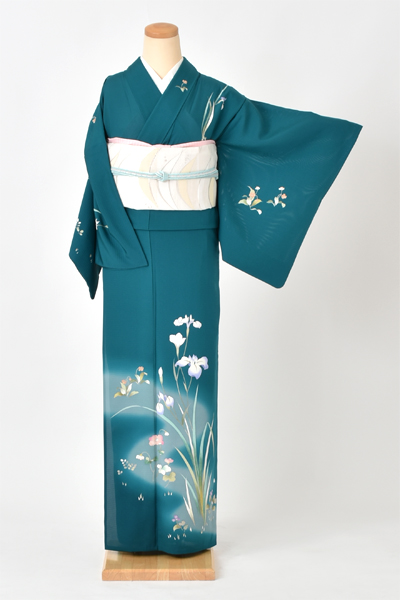 夏物_絽訪問着[青緑色・杜若]｜着物レンタルあき (来店着付け無料