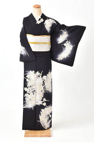 訪問着［特選・黒刺繍］｜着物レンタルあき (来店着付け無料・全国配送