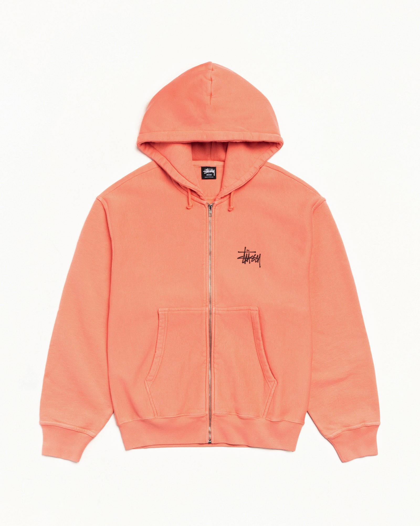 Basic Stüssy Zip Hoodie Pigment Dyed – Sherbert | Tee & Sweats