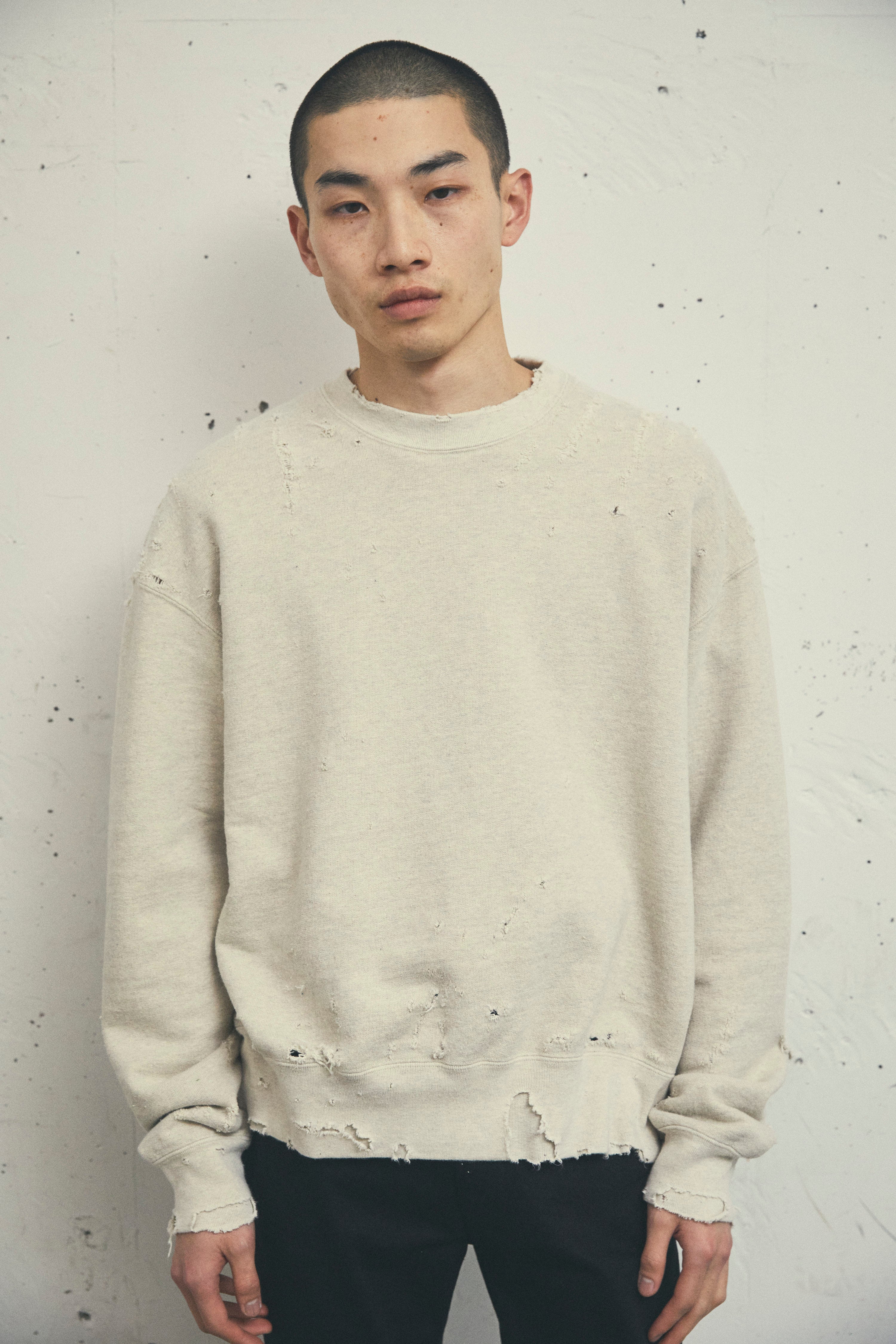 KURO | モアダメージクルーネックスウェット | ヴィンテージ加工・日本製