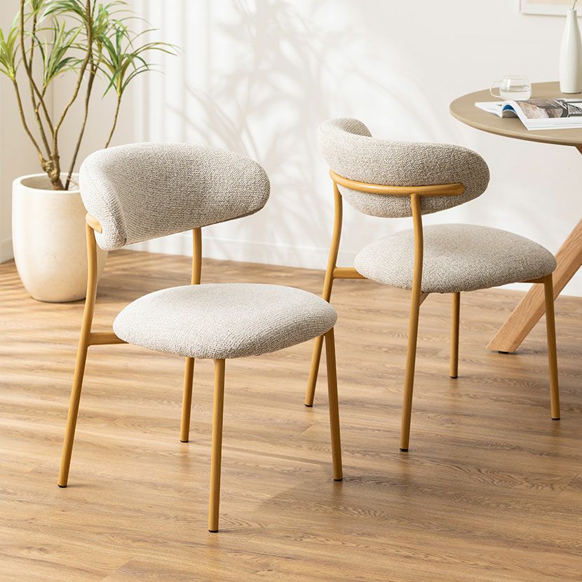 2脚セット】ダイニングチェア ファブリック LENAS 布張り 肘なし 北欧