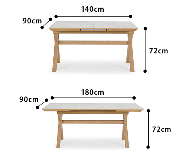 Olivia セラミック調 伸長ダイニングテーブル