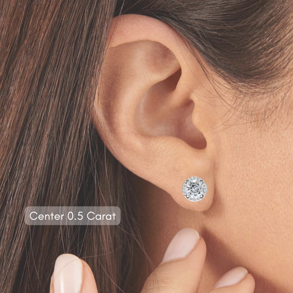 Round Halo Earrings | ラボグロウンダイヤモンド ピアス