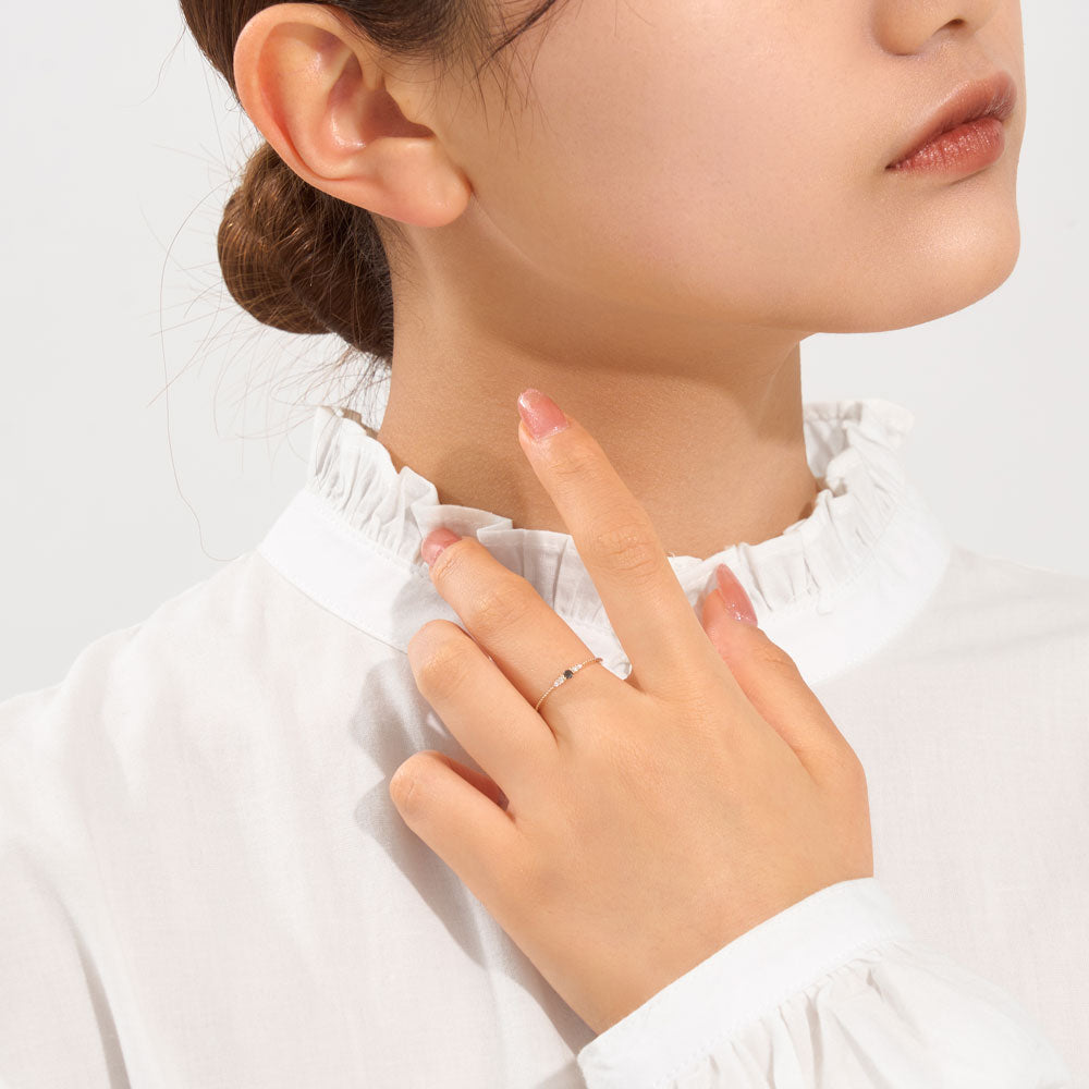 K10 誕生石 ミルデザインリング（4月：ブラックダイヤモンド）｜36