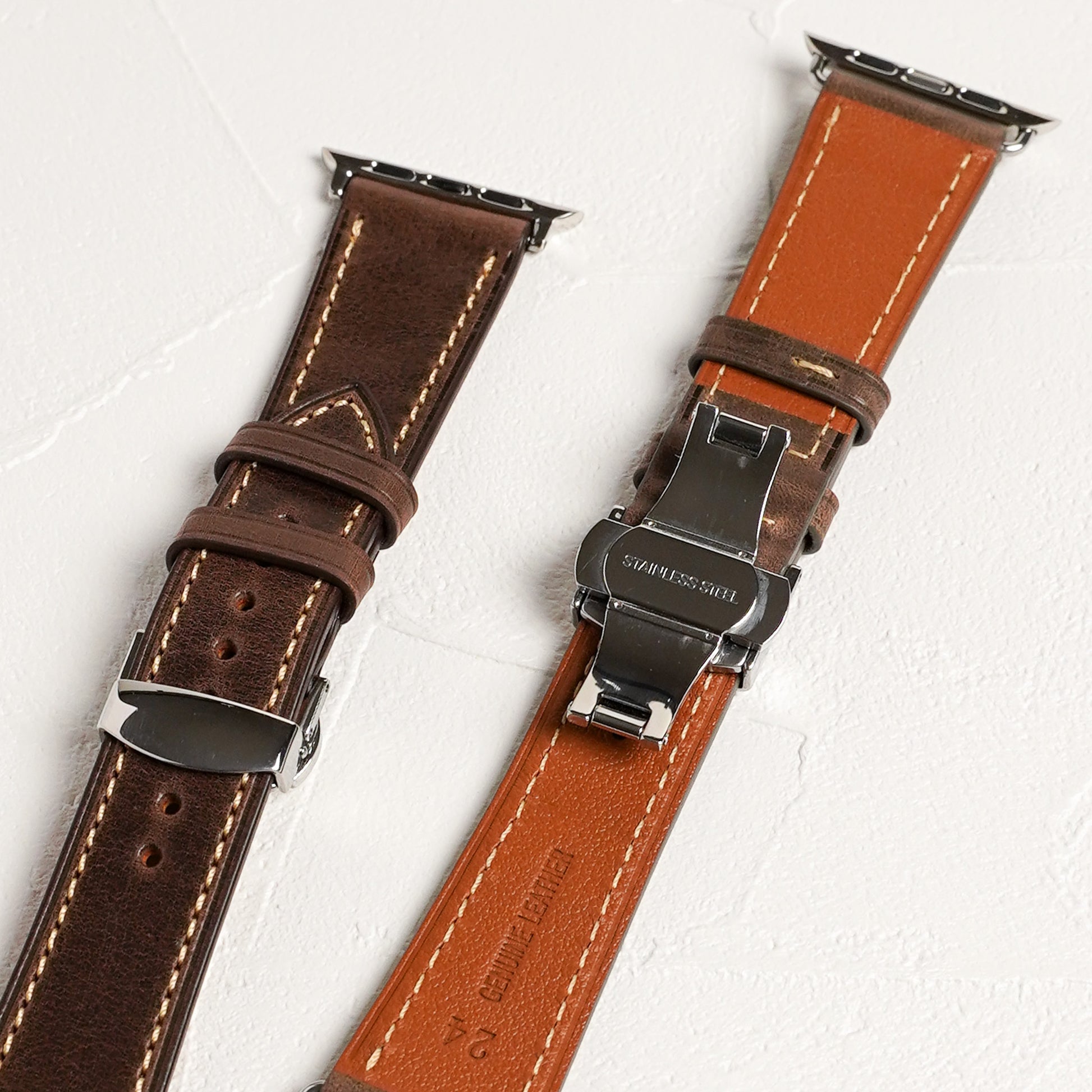 Dバックル レザー メンズ 本革 アップルウォッチバンド Apple Watch