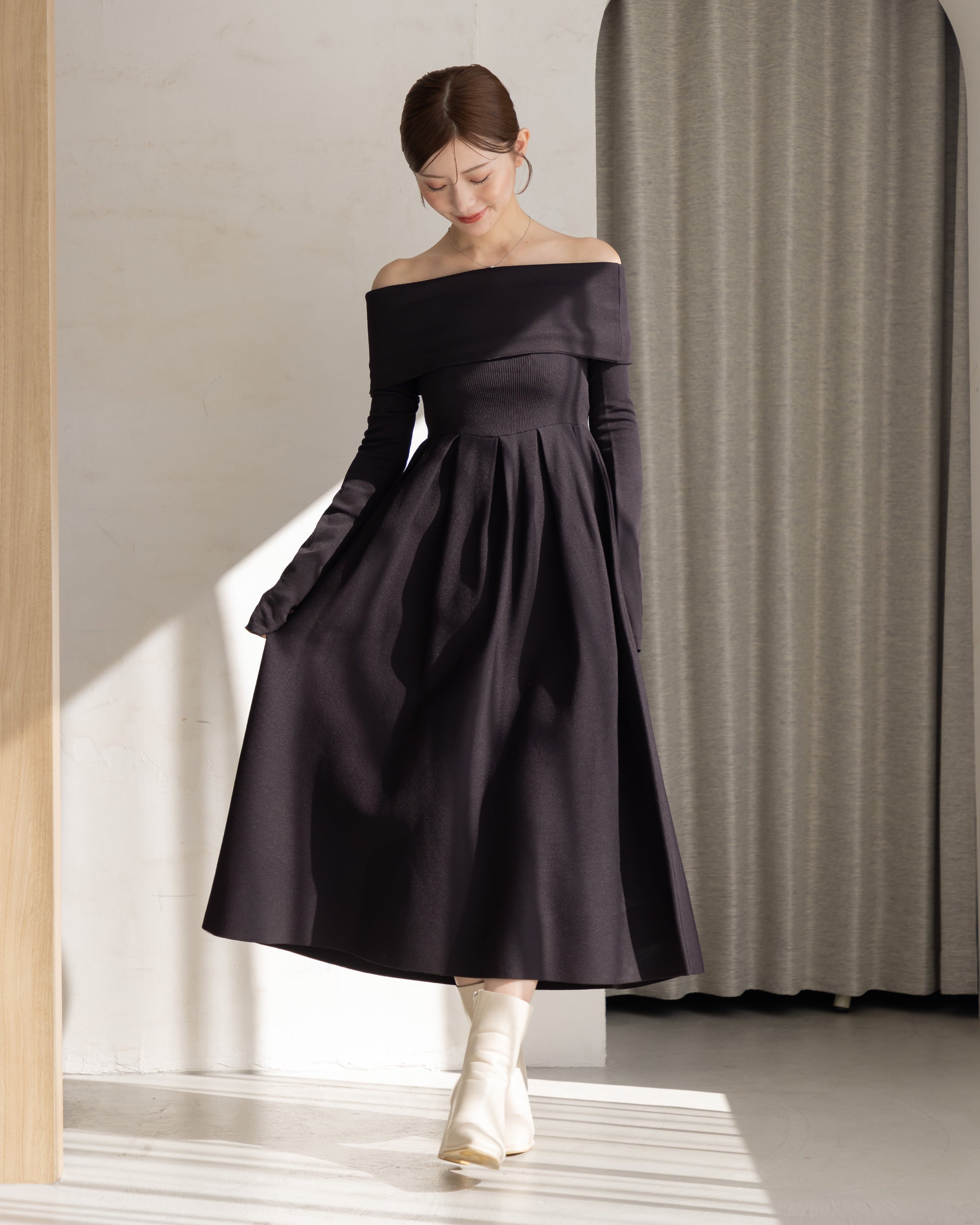 10%OFF】4way仕様オフショルニットワンピース – La lune